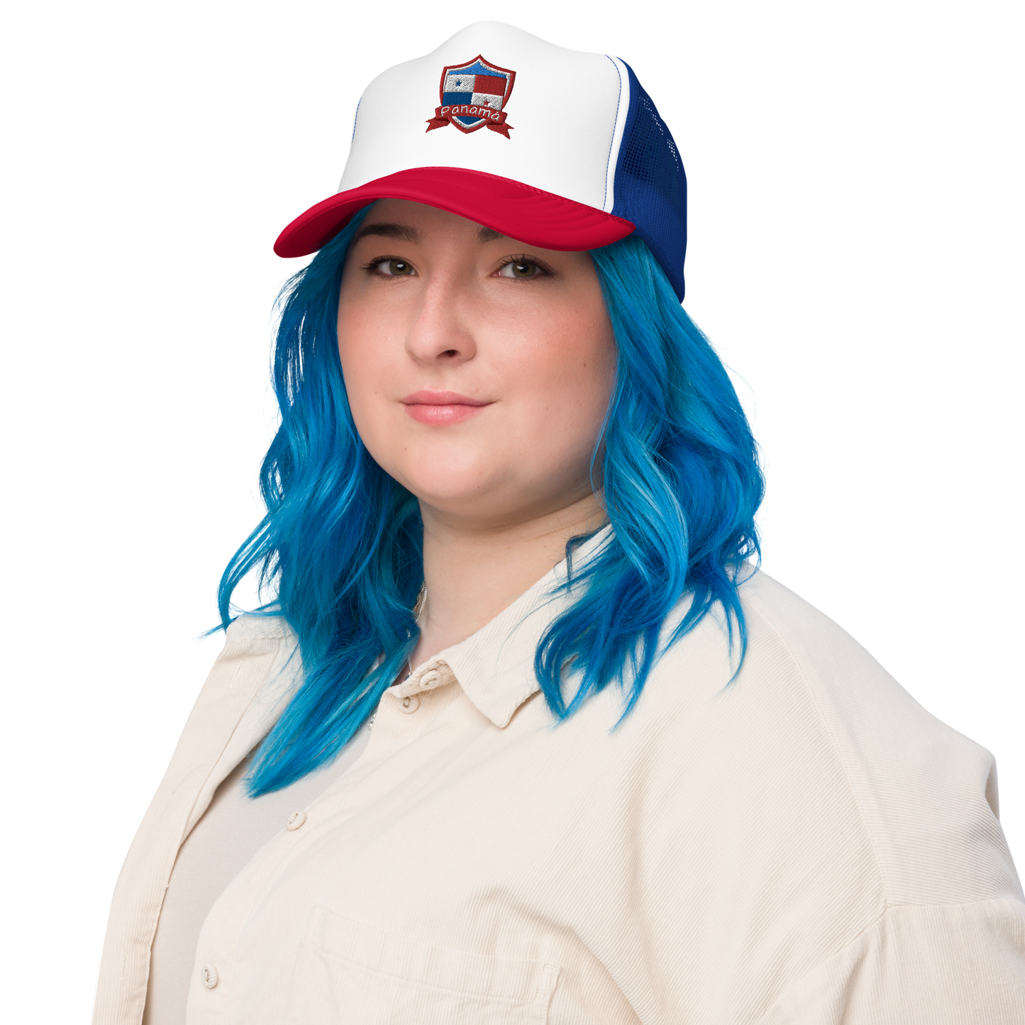 Tricolor Panama Embroidered Patch - Foam trucker hat