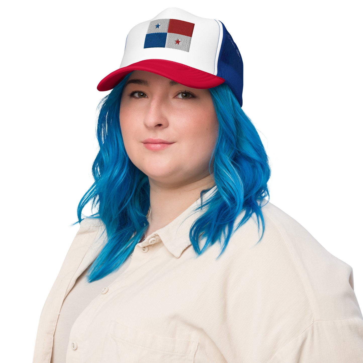 Tricolor Trucker Panama Flag Embroidered Flat - Foam trucker hat
