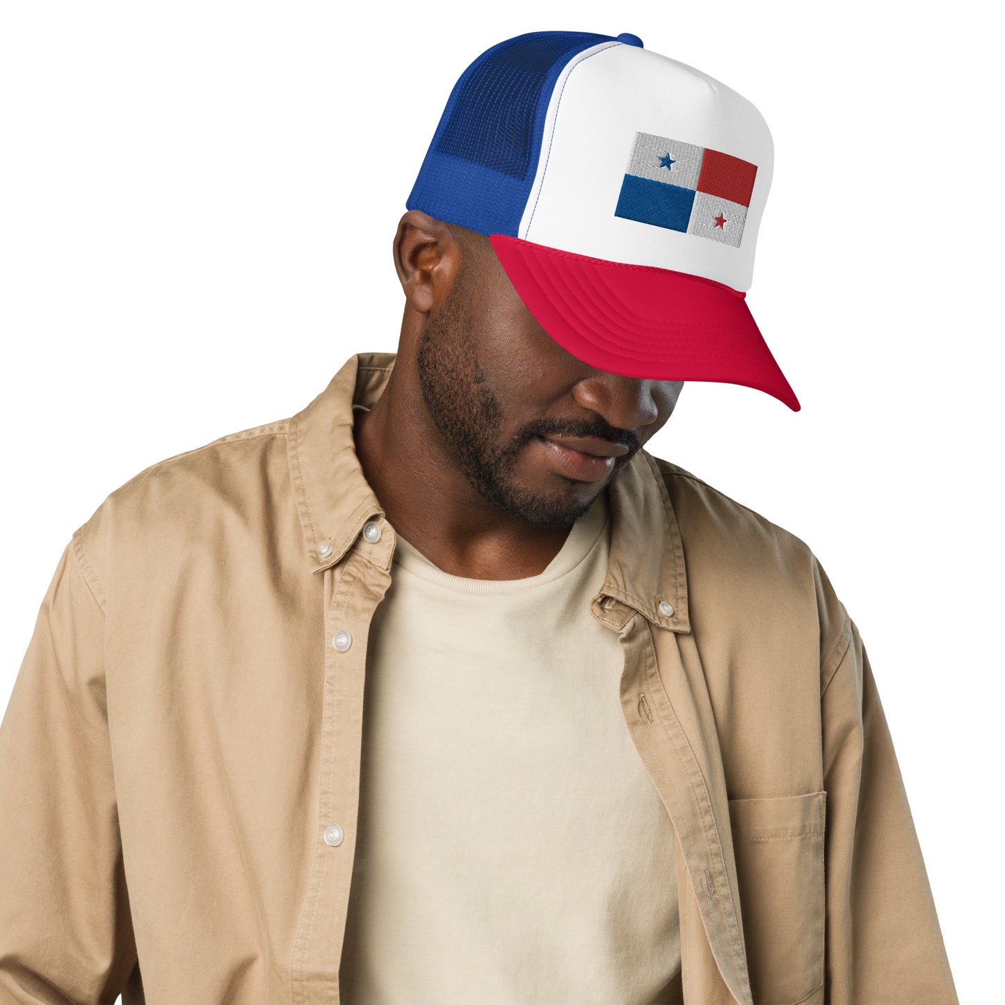 Tricolor Trucker Panama Flag Embroidered Flat - Foam trucker hat