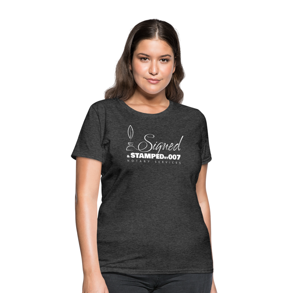 SS White Women's T-Shirt - heather black