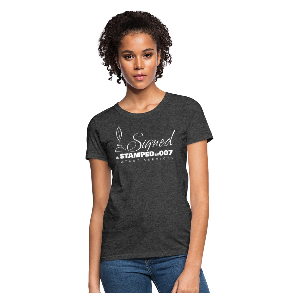 SS White Women's T-Shirt - heather black