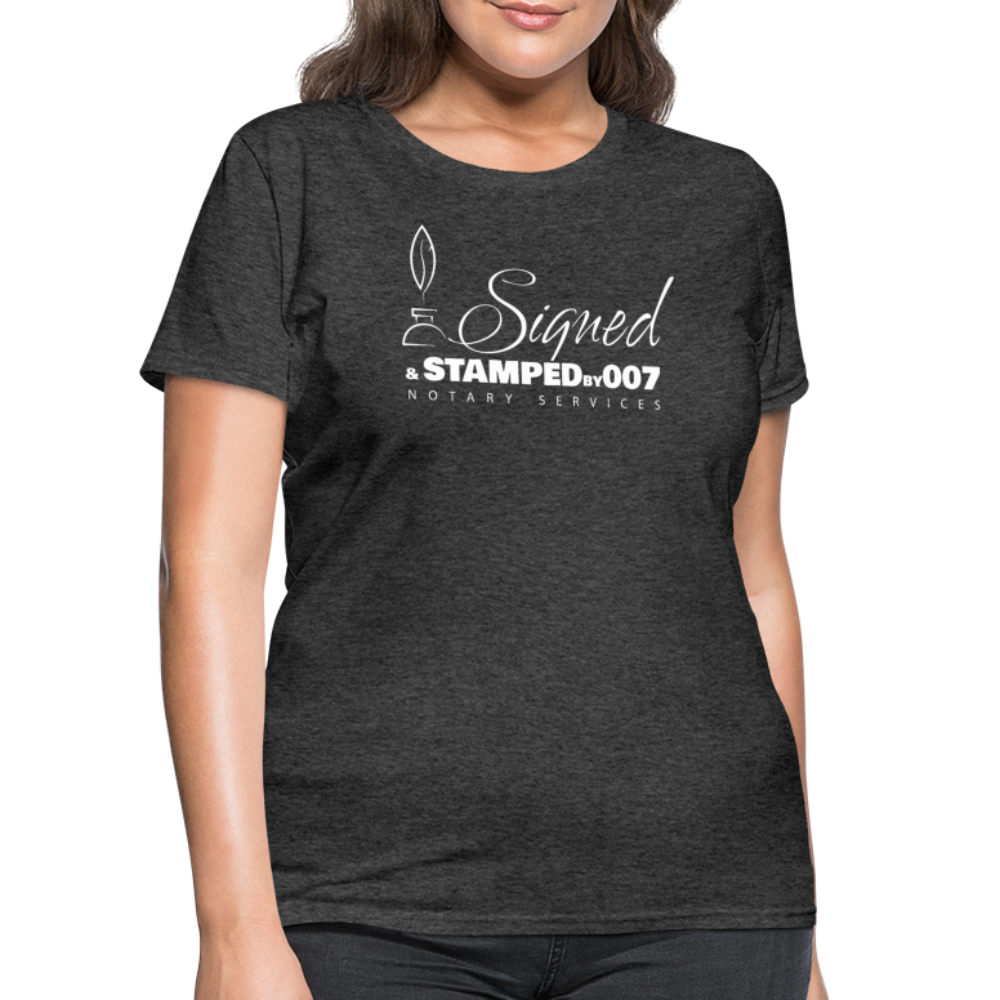 SS White Women's T-Shirt - heather black