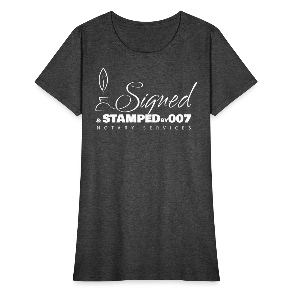 SS White Women's T-Shirt - heather black