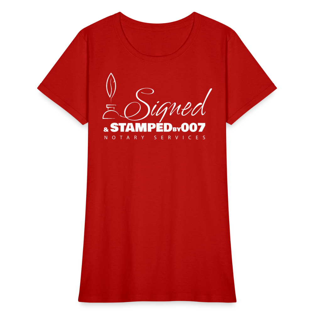 SS White Women's T-Shirt - red