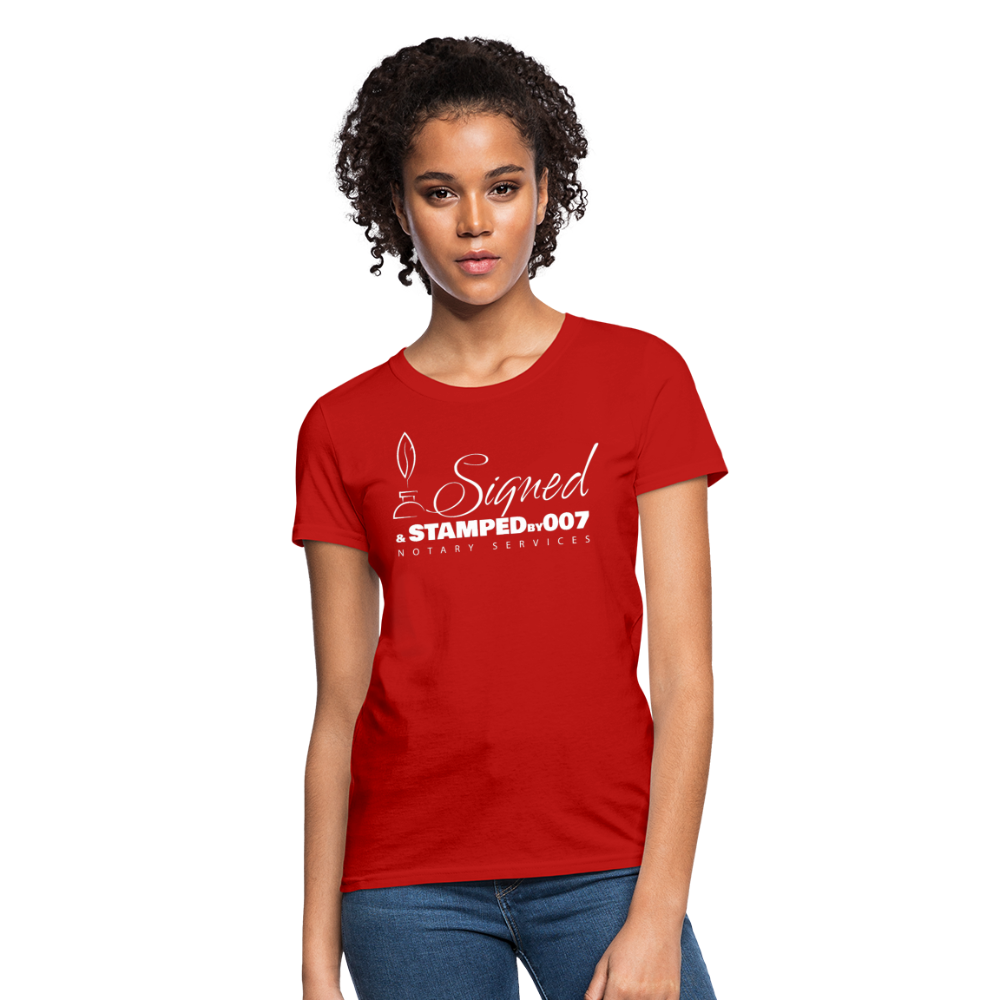 SS White Women's T-Shirt - red
