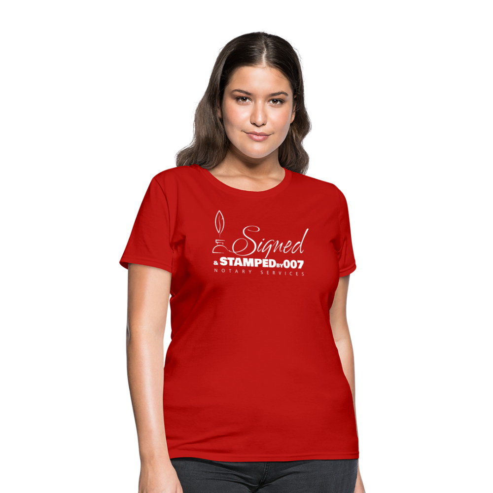SS White Women's T-Shirt - red