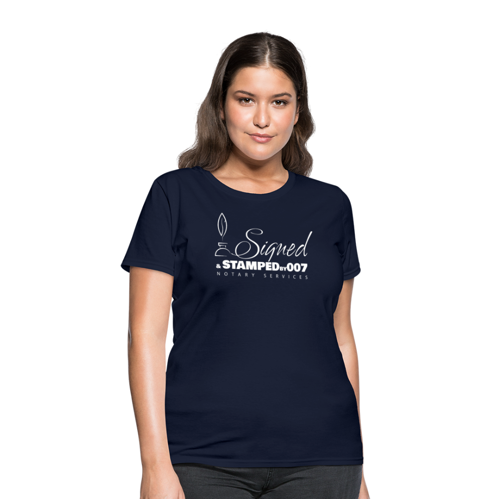 SS White Women's T-Shirt - navy