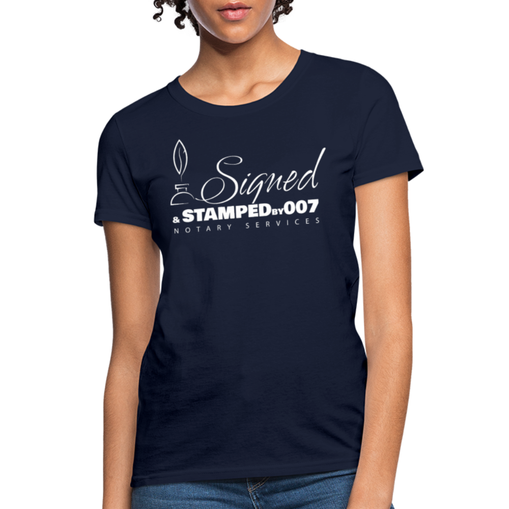 SS White Women's T-Shirt - navy