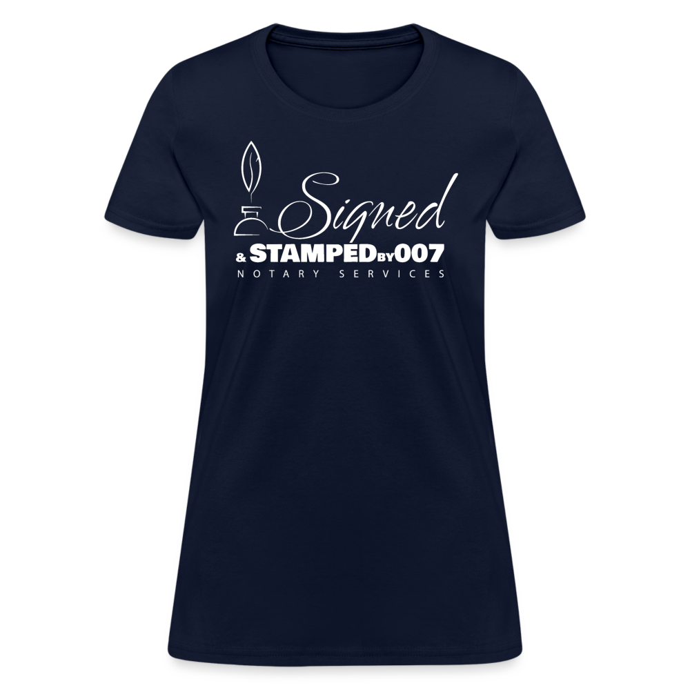 SS White Women's T-Shirt - navy