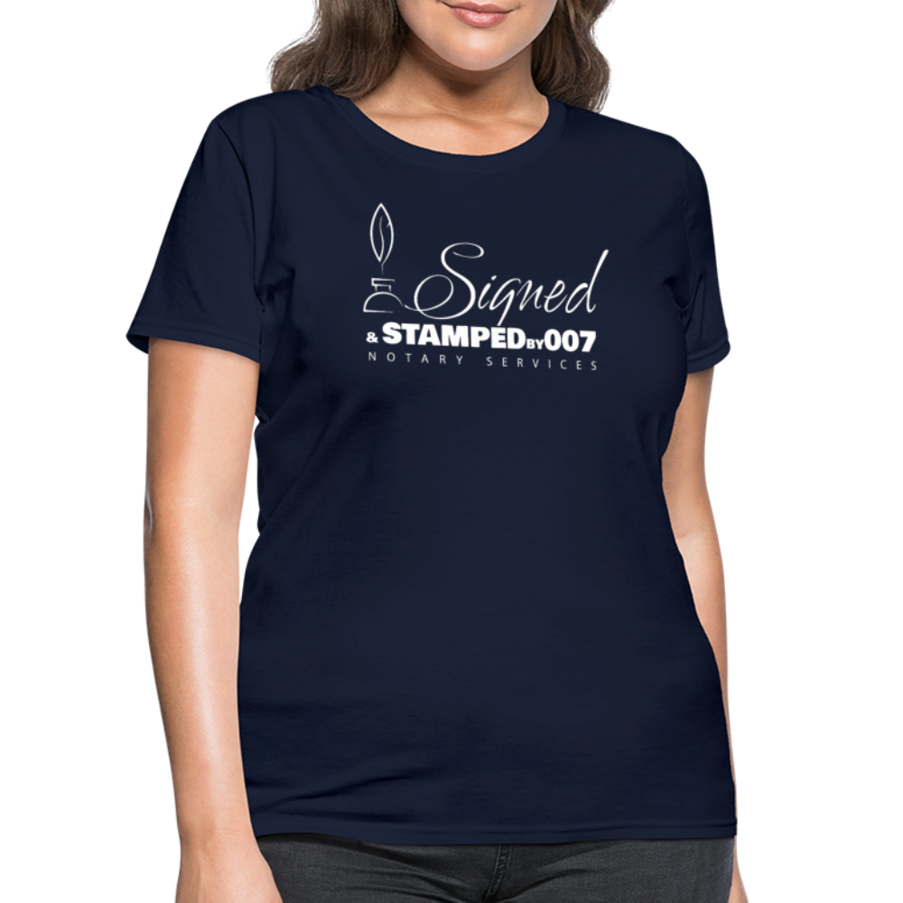 SS White Women's T-Shirt - navy