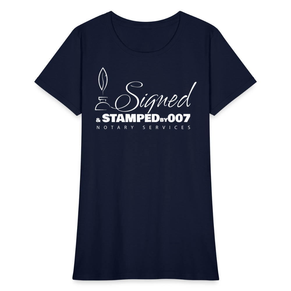 SS White Women's T-Shirt - navy