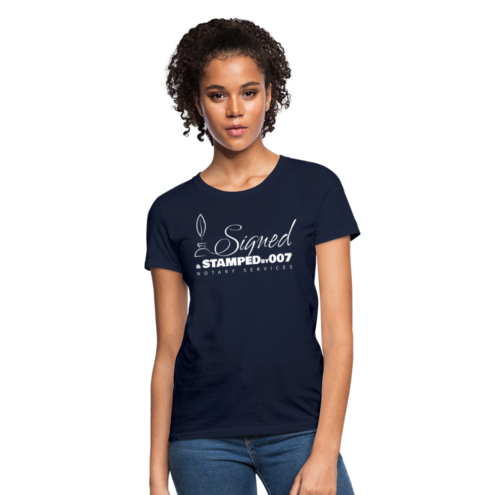 SS White Women's T-Shirt - navy