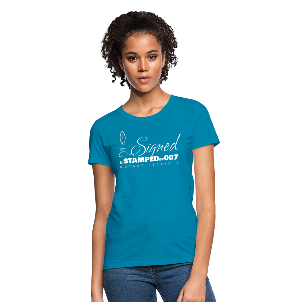 SS White Women's T-Shirt - turquoise