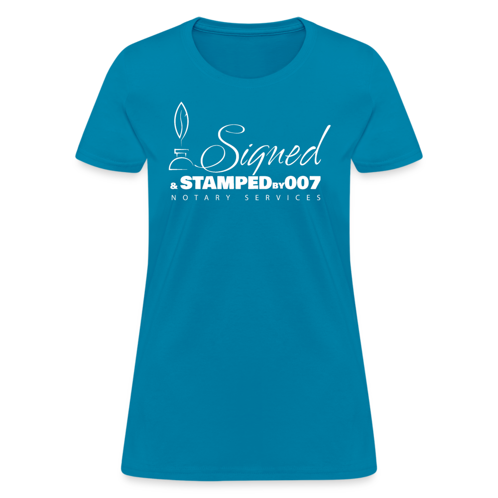 SS White Women's T-Shirt - turquoise