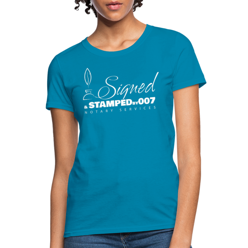 SS White Women's T-Shirt - turquoise