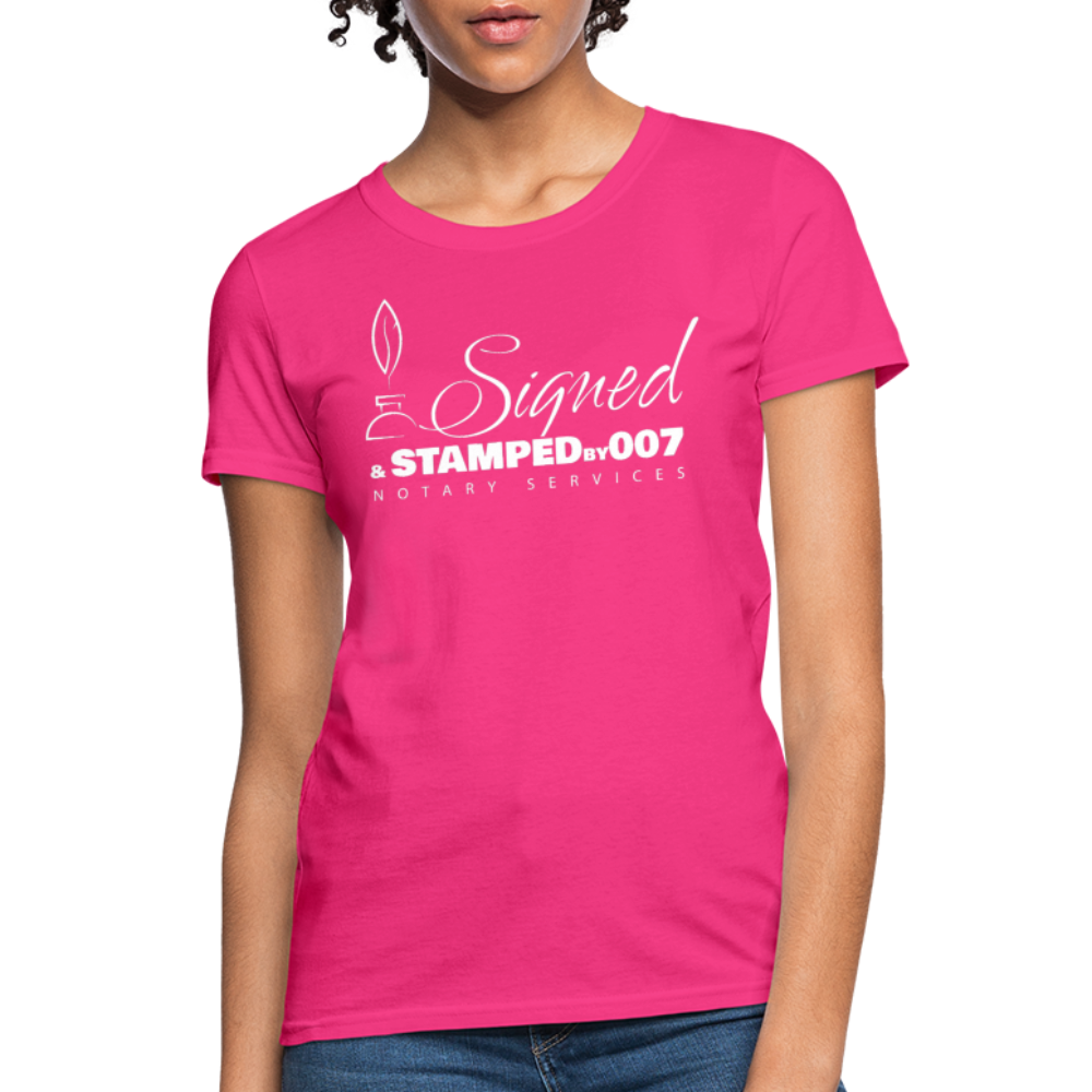 SS White Women's T-Shirt - fuchsia