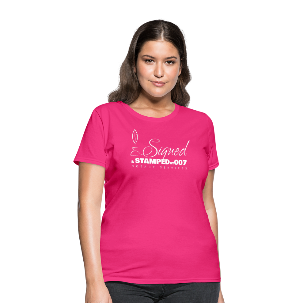 SS White Women's T-Shirt - fuchsia
