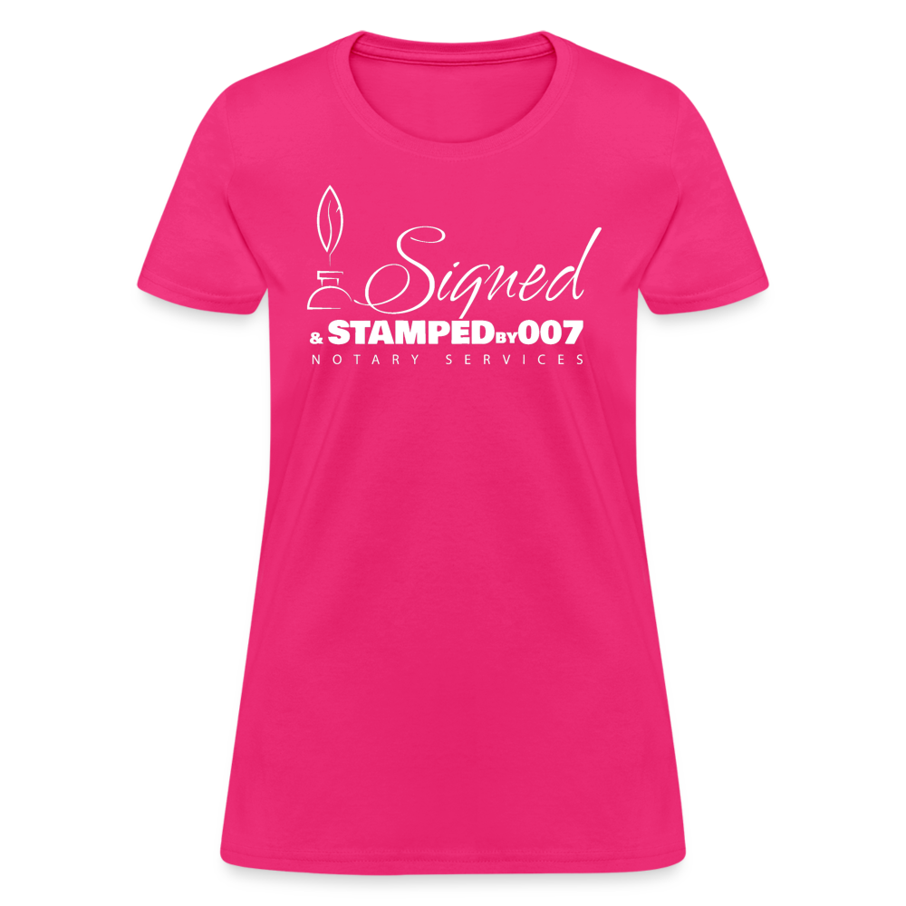 SS White Women's T-Shirt - fuchsia