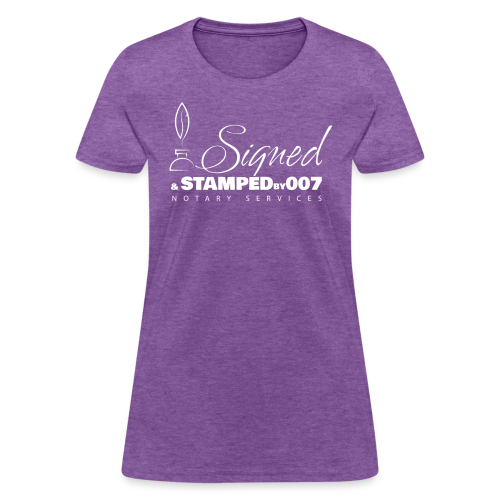 SS White Women's T-Shirt - purple heather