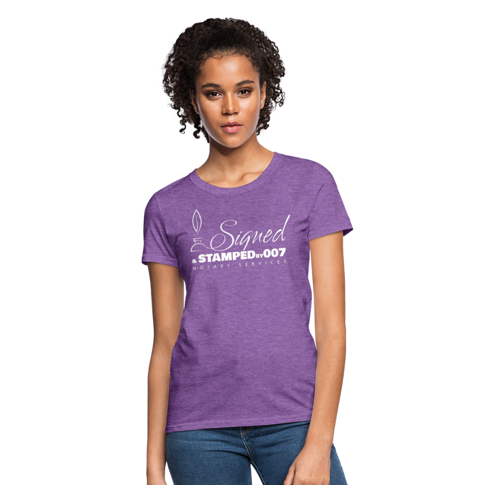 SS White Women's T-Shirt - purple heather