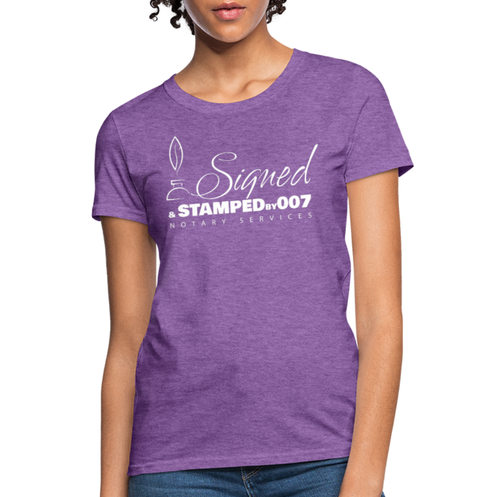SS White Women's T-Shirt - purple heather