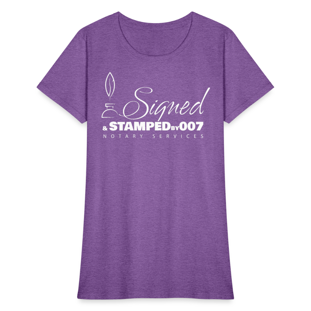 SS White Women's T-Shirt - purple heather