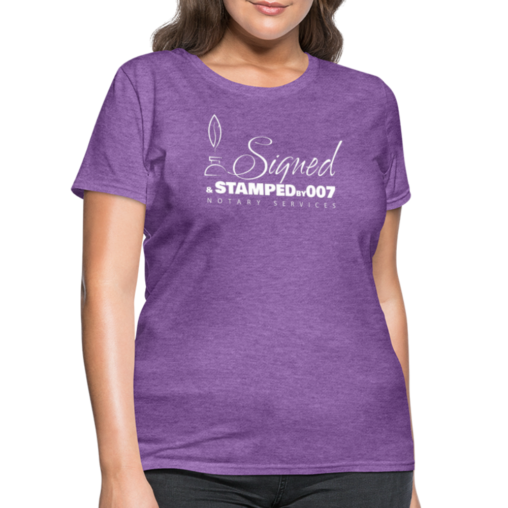 SS White Women's T-Shirt - purple heather