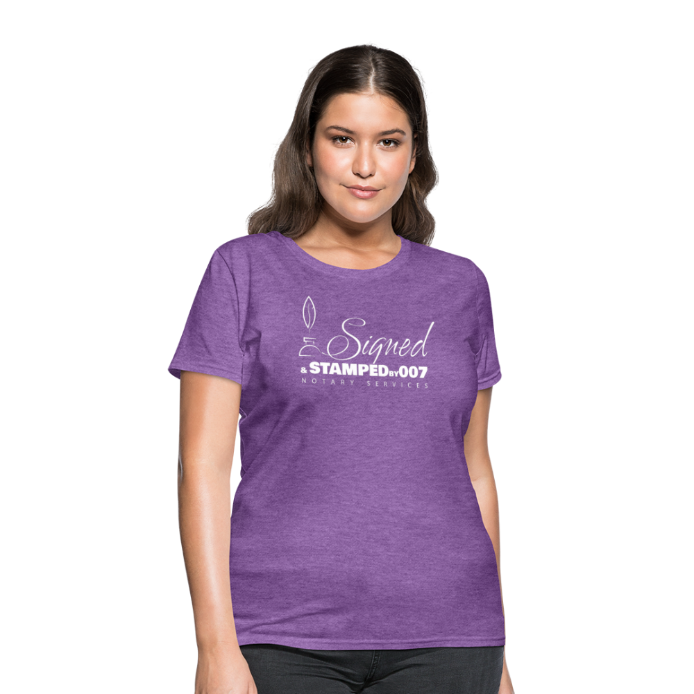 SS White Women's T-Shirt - purple heather