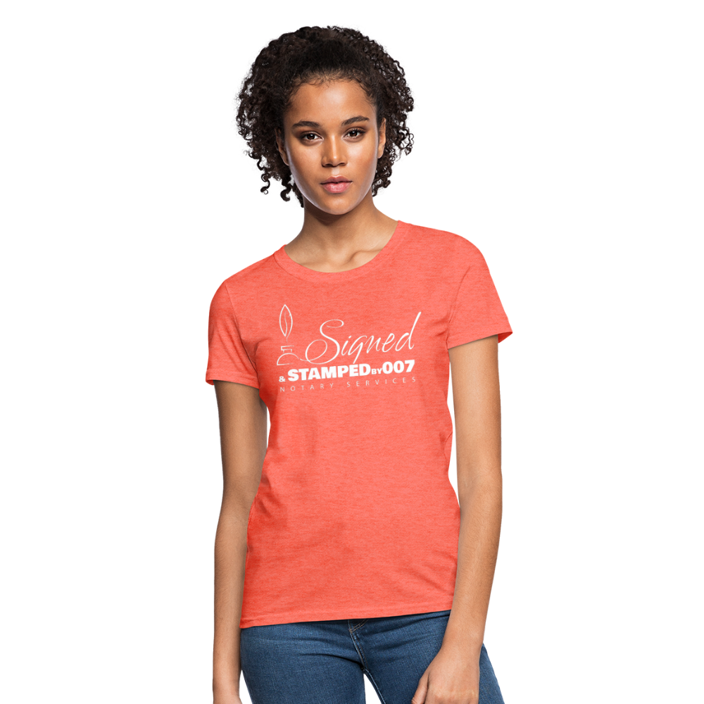 SS White Women's T-Shirt - heather coral
