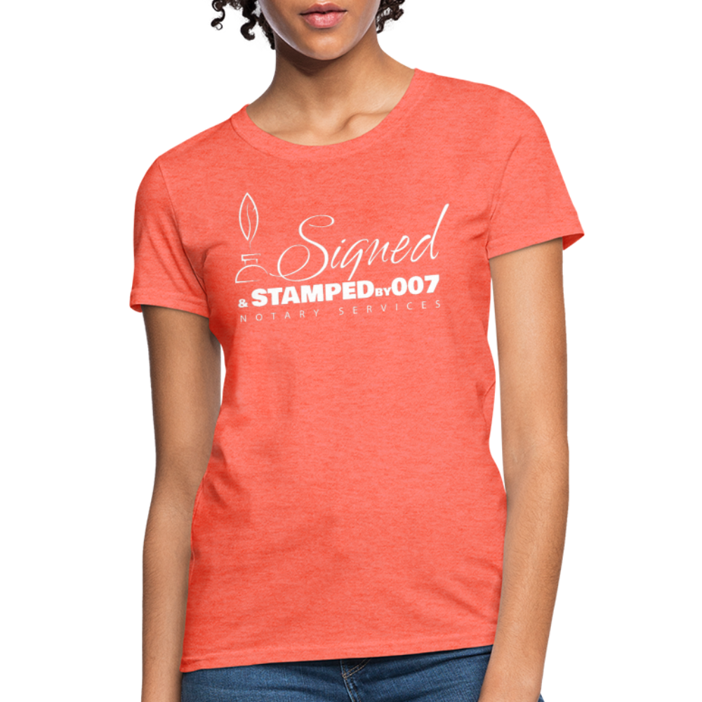 SS White Women's T-Shirt - heather coral