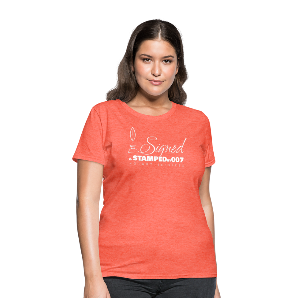 SS White Women's T-Shirt - heather coral