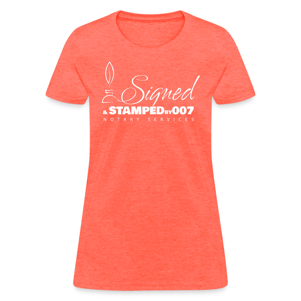 SS White Women's T-Shirt - heather coral
