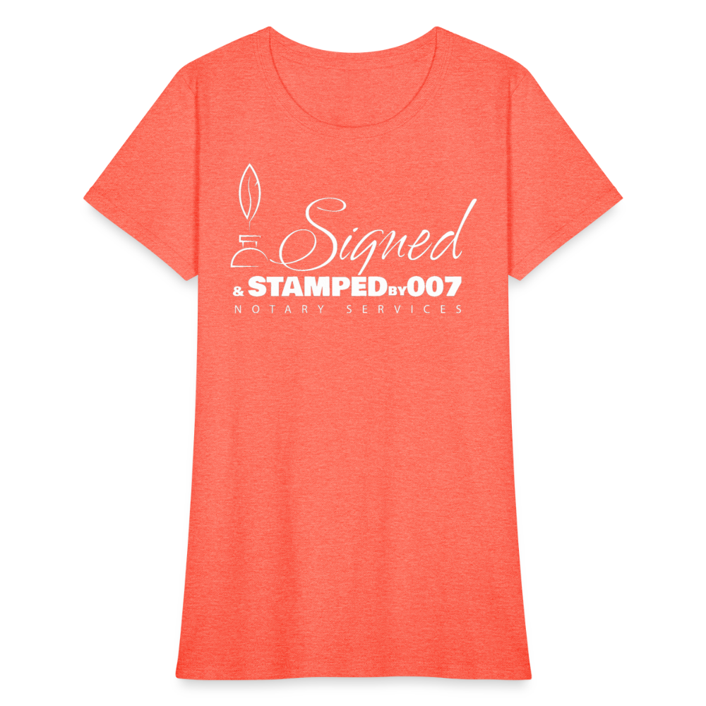 SS White Women's T-Shirt - heather coral