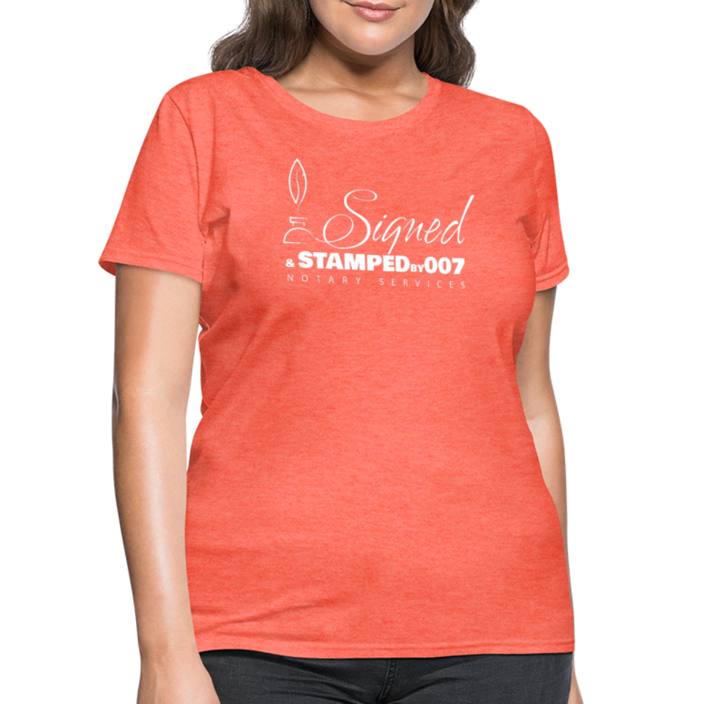 SS White Women's T-Shirt - heather coral