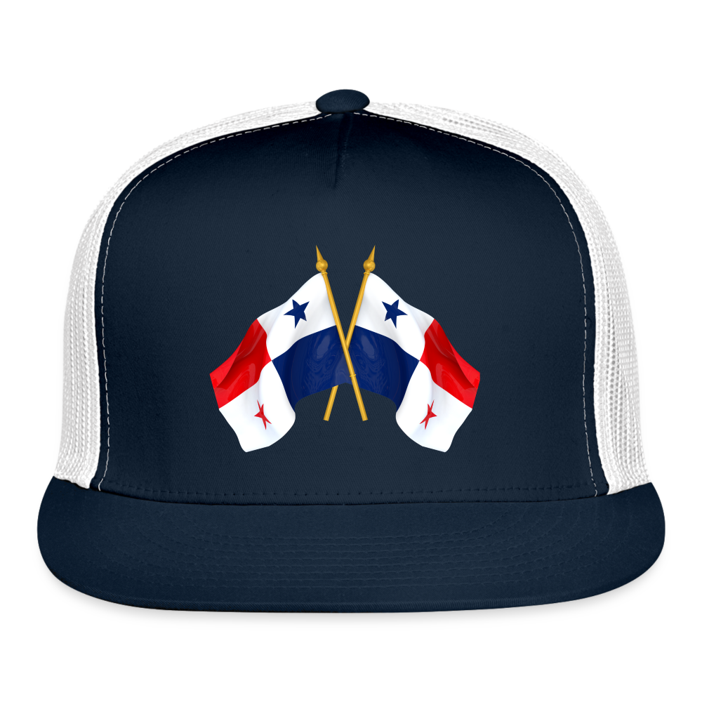 Panama Flags Waving - Trucker Cap - navy/white
