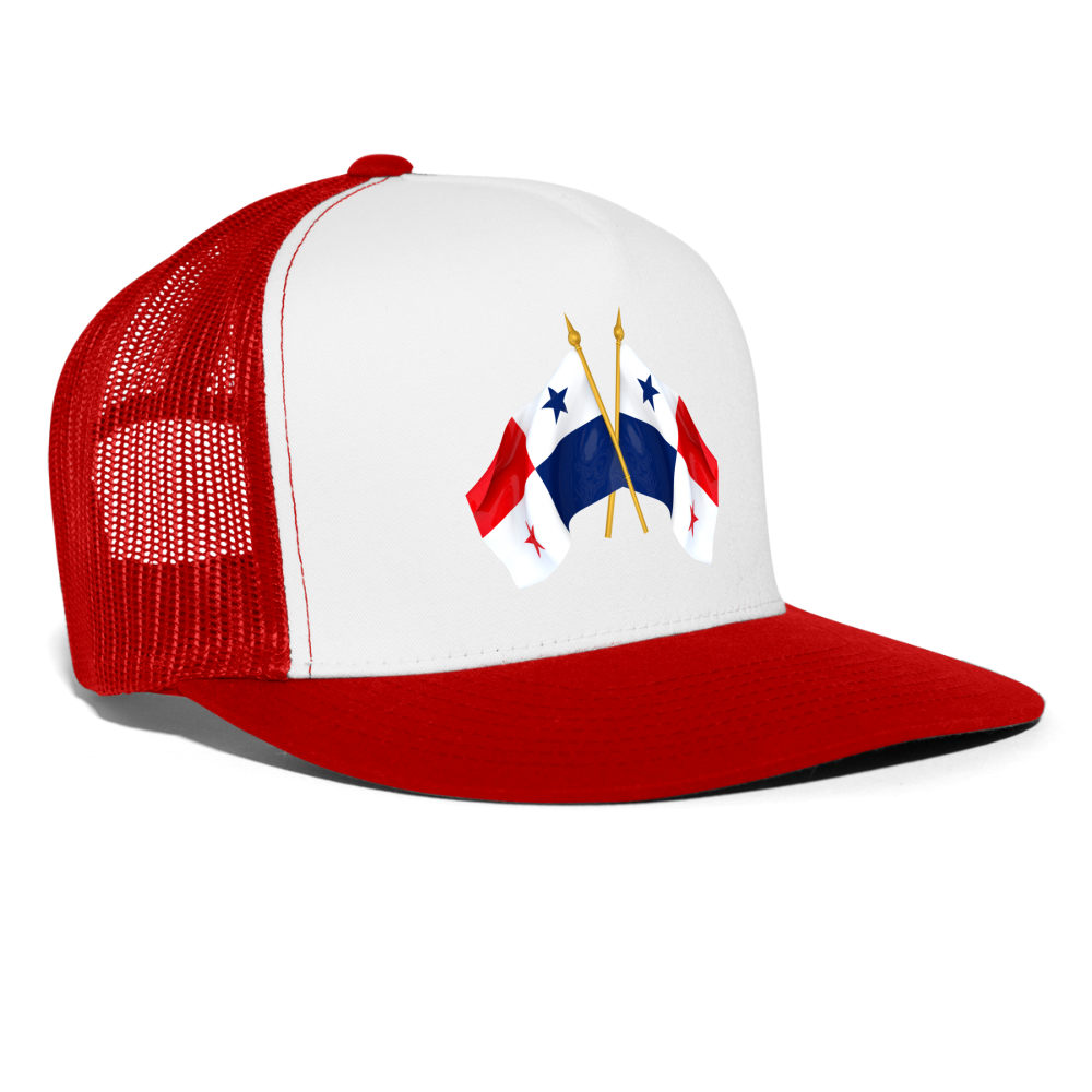 Panama Flags Waving - Trucker Cap - white/red