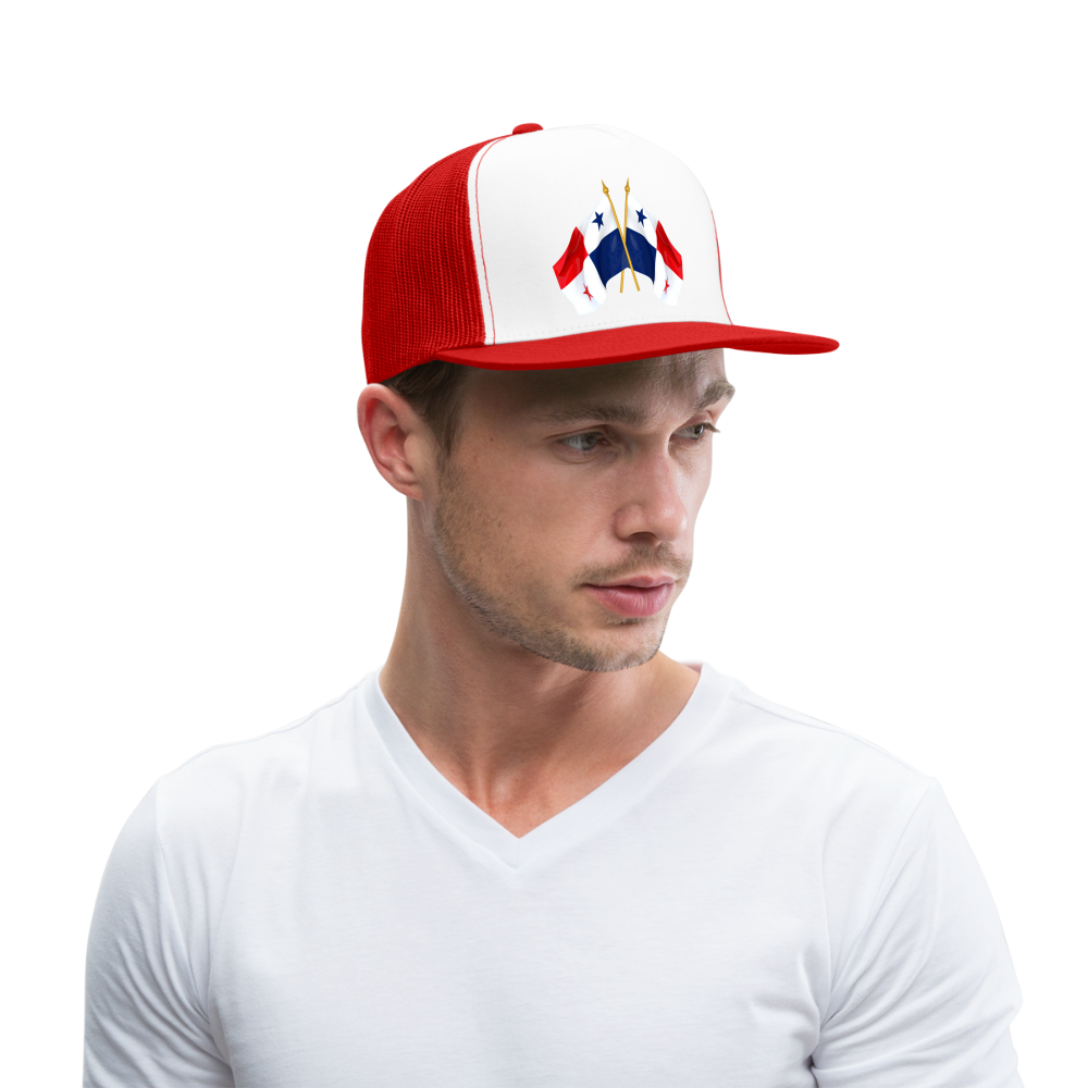 Panama Flags Waving - Trucker Cap - white/red