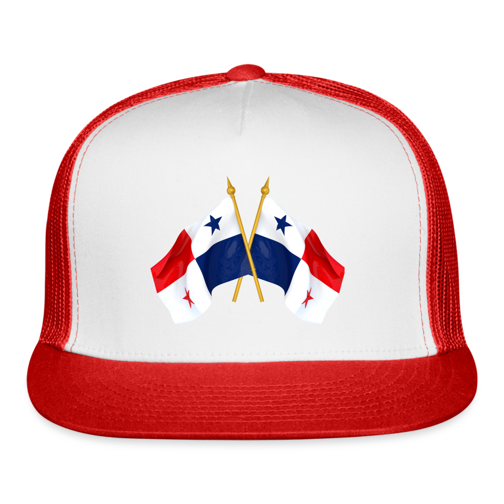 Panama Flags Waving - Trucker Cap - white/red
