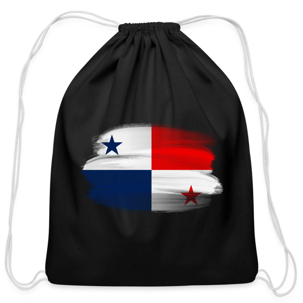 Panama Flag - Cotton Drawstring Bag - black