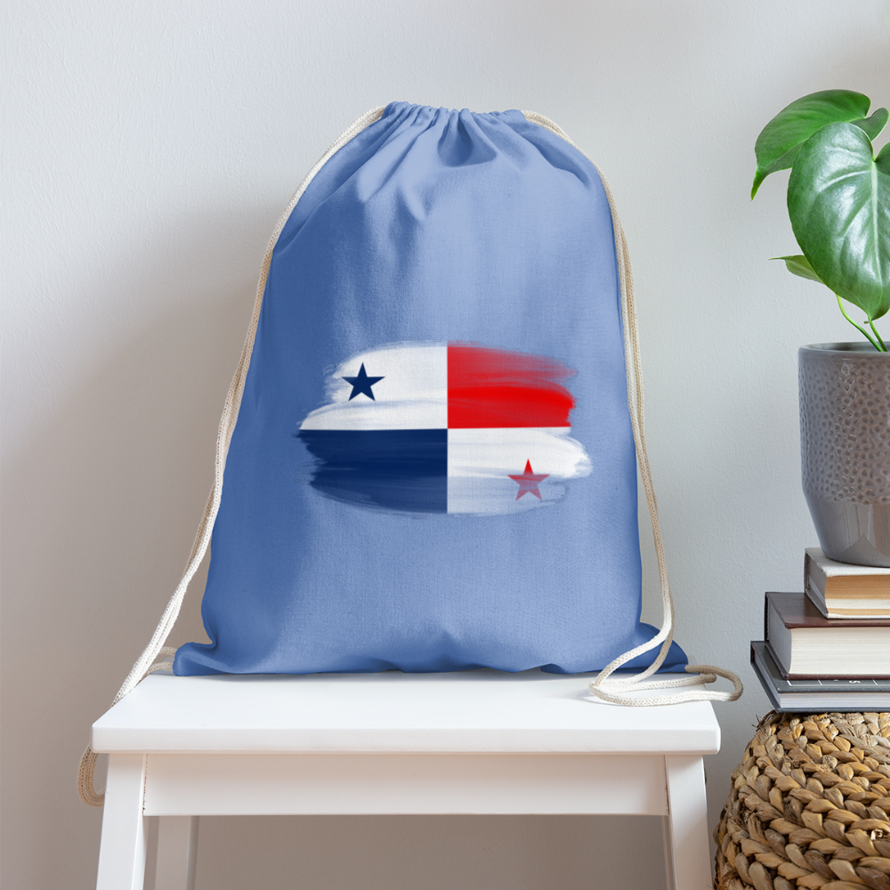 Panama Flag - Cotton Drawstring Bag - carolina blue