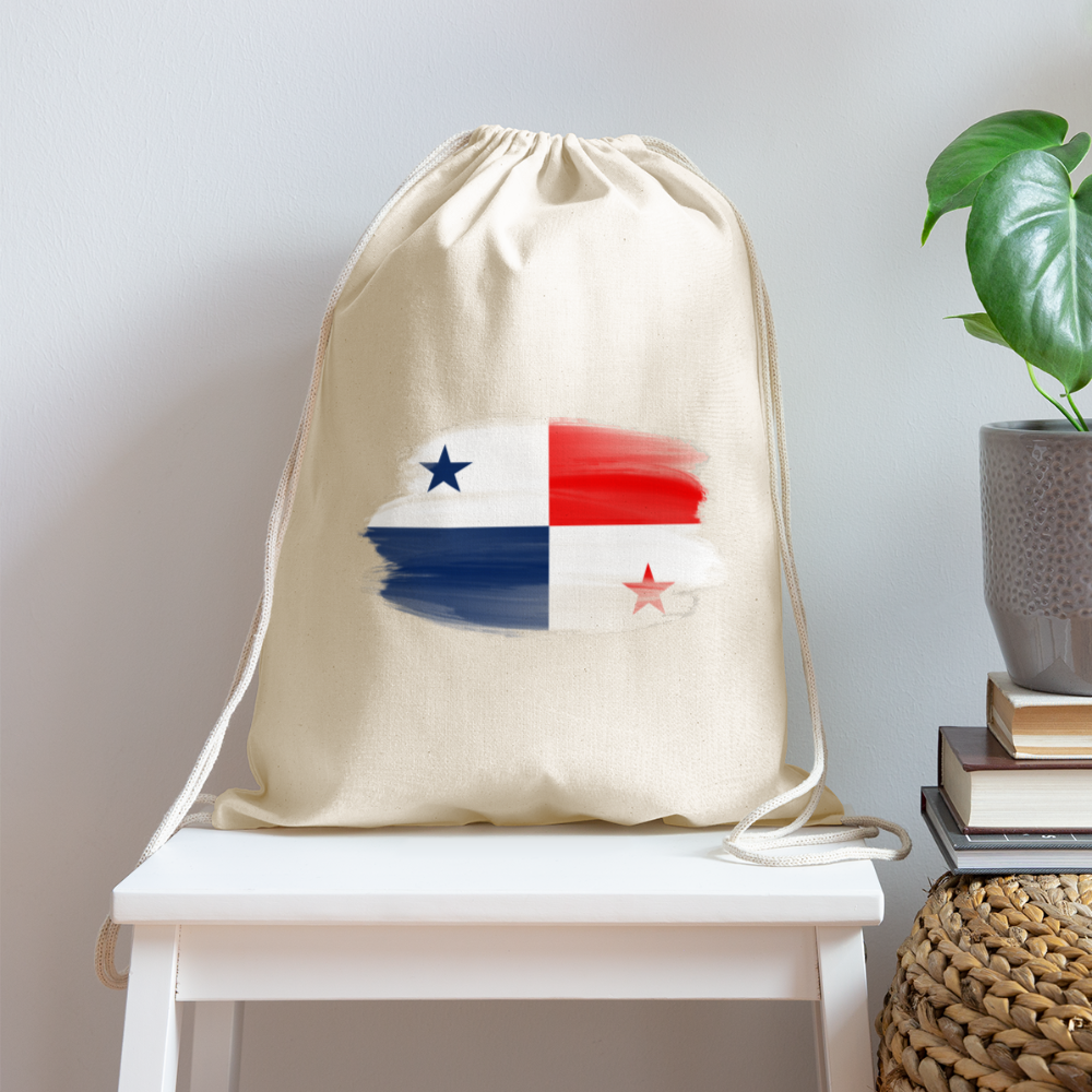 Panama Flag - Cotton Drawstring Bag - natural