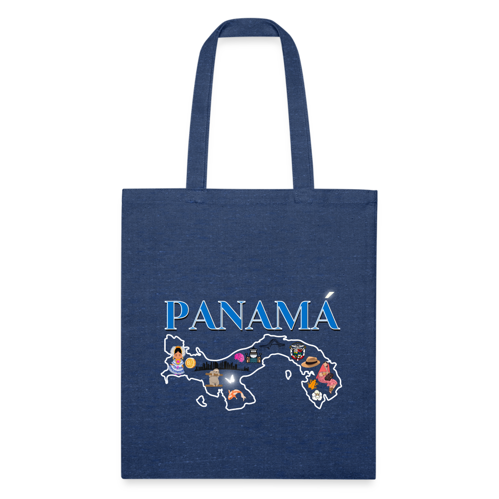 Panama Patria Blue Font - Recycled Tote Bag - heather navy