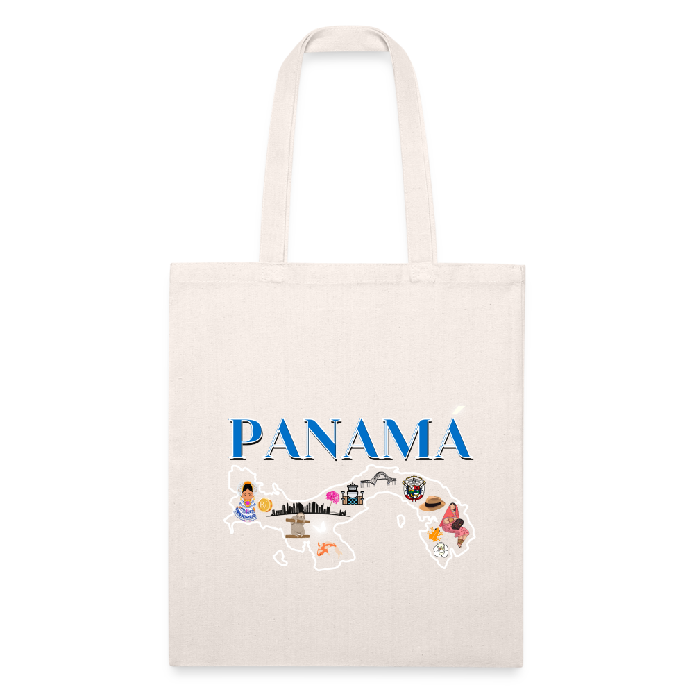 Panama Patria Blue Font - Recycled Tote Bag - natural