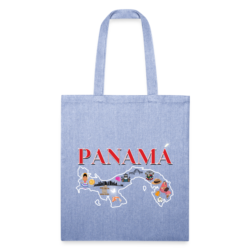 Panama Patria, Red Font - Recycled Tote Bag - light Denim