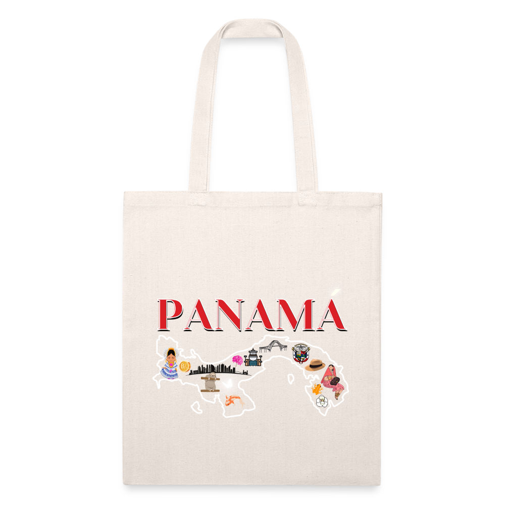 Panama Patria, Red Font - Recycled Tote Bag - natural