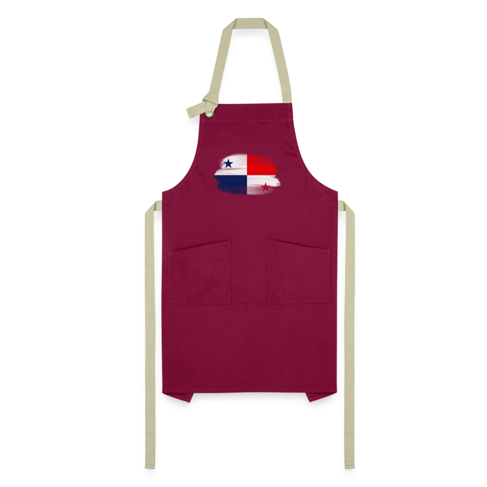 Panama Flag - Artisan Apron - burgundy/khaki