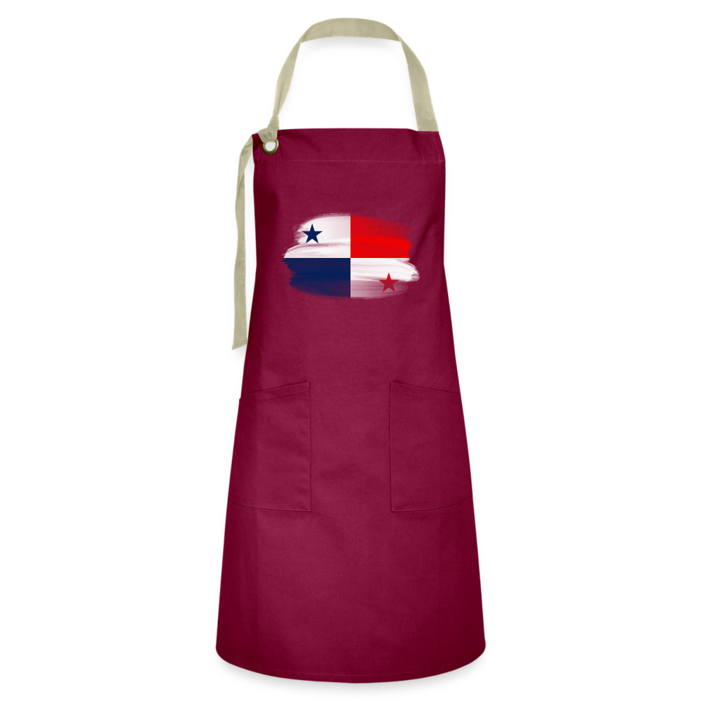 Panama Flag - Artisan Apron - burgundy/khaki