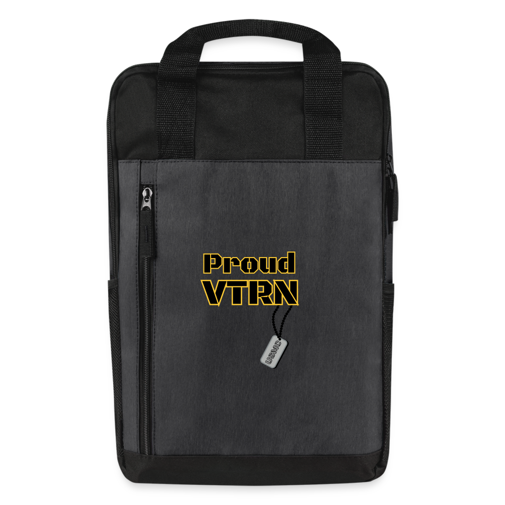 Proud Veteran USMC: Laptop Backpack - heather dark gray/black