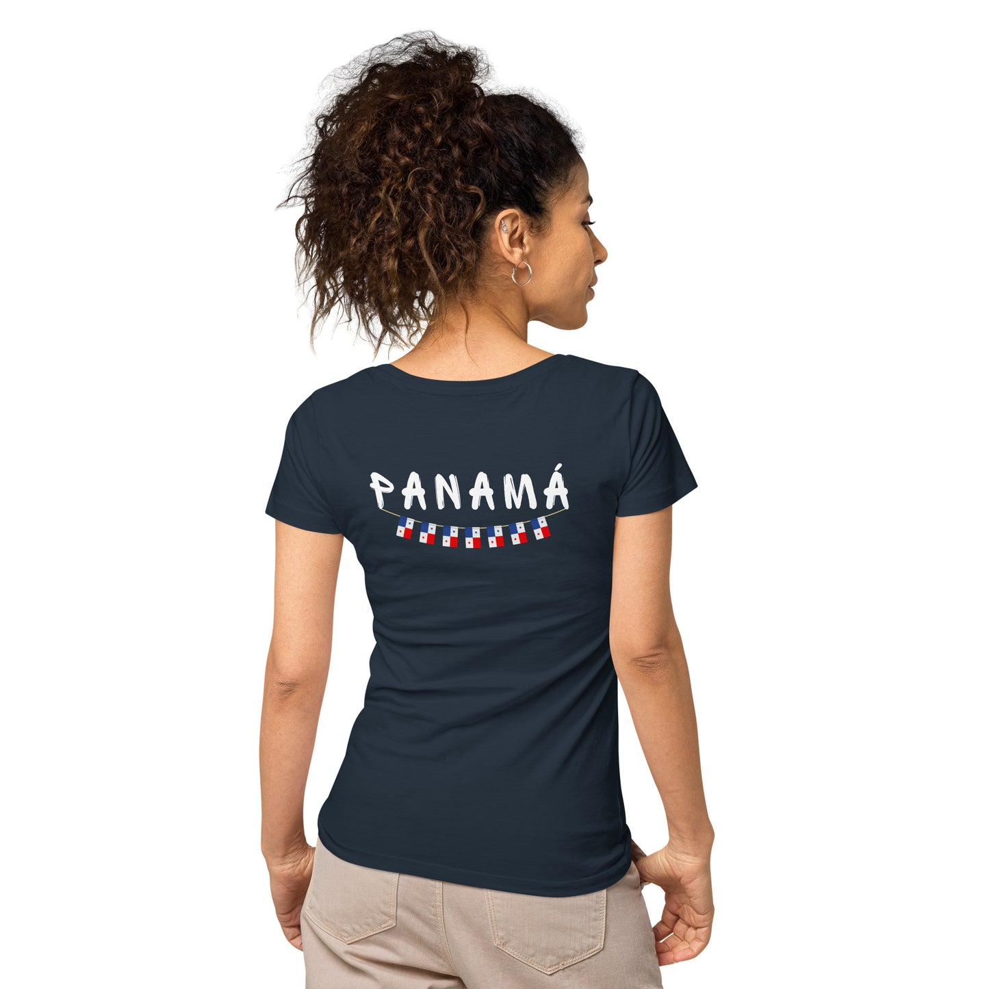 Straight Panama Flag - Front Embroidered w/ Printed Flag Banner on Back - Women’s basic organic Women’s basic organic t-shirt