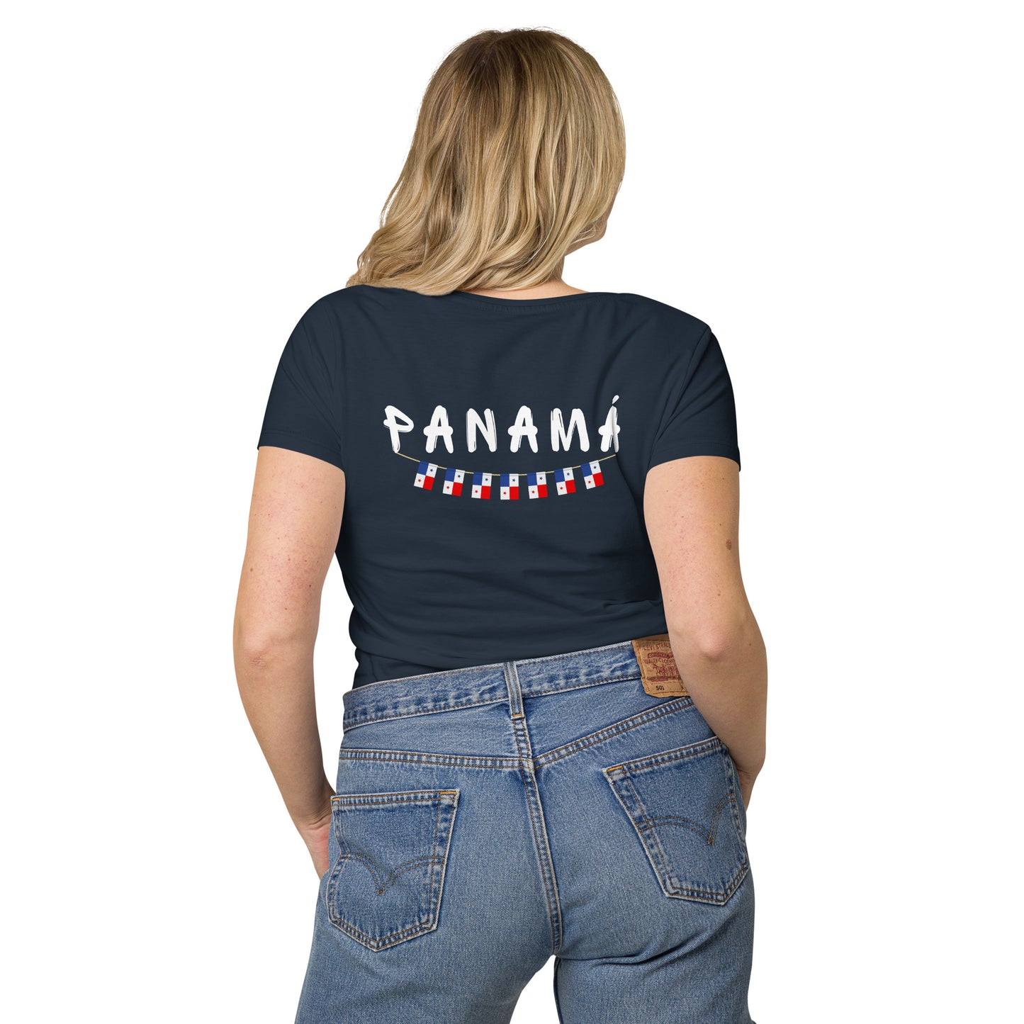 Straight Panama Flag - Front Embroidered w/ Printed Flag Banner on Back - Women’s basic organic Women’s basic organic t-shirt